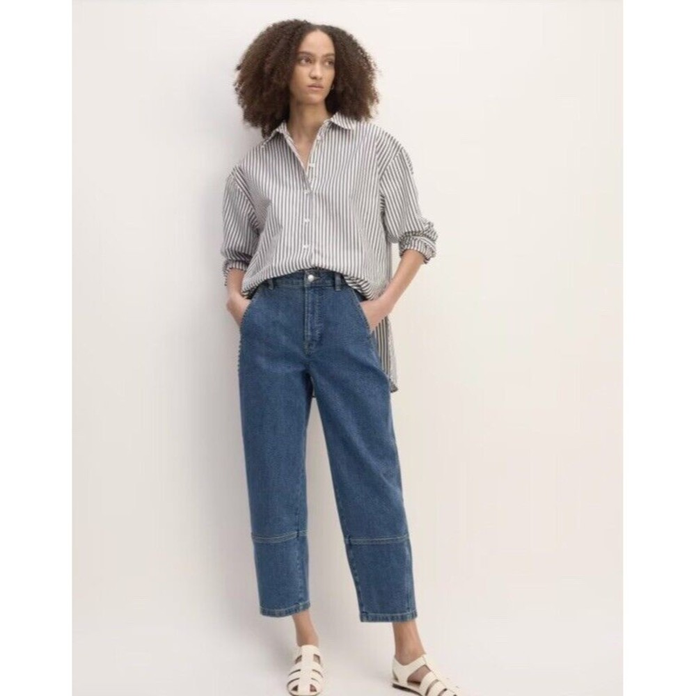 Everlane The Utility Barrel Denim Cropped Medium Wash Jeans Sz 28